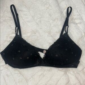 Victorias Secret PINK Black Star Embroidered Bra